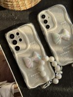 قاب موبایل ( آیفون - سامسونگ ) پاپیون هفت رنگ سفید صدفی + بندست - تصویر 2