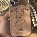 قاب موبایل آیفون کیوت پاپی چرم قهوه ای سنگشور