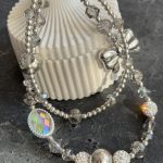 بند و آویز نگین انگشتری درشت پاپیون نقره ای