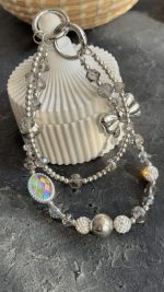 بند و آویز نگین انگشتری درشت پاپیون نقره ای