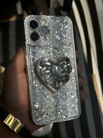 قاب موبایل آیفون بلینگی قلب پولکی دور نگین - تصویر 2