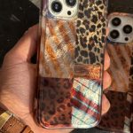 قاب موبایل ( آیفون ) پلنگی چهارخونه بافتنی