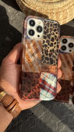 قاب موبایل ( آیفون ) پلنگی چهارخونه بافتنی