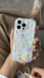 قاب موبایل ( آیفون - سامسونگ ) گل سرخس بلوط + بندست بابونه - تصویر 3