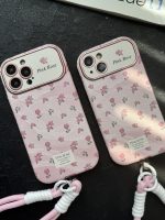 قاب موبایل آیفون شاخه گل رز صورتی بدون بند - تصویر 2