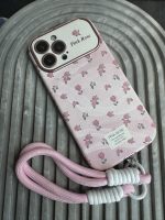 قاب موبایل آیفون شاخه گل رز صورتی بدون بند - تصویر 3