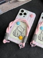 قاب موبایل آیفون گربه نقاشی لاولی جاکارتی بندست - تصویر 3