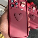 قاب موبایل ( آیفون ) دختر آلبالویی پاپیونی قلب برجسته