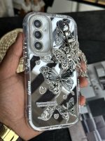 قاب موبایل ( آیفون - سامسونگ ) پروانه و قلب آیینه ای آویز دار - تصویر 2