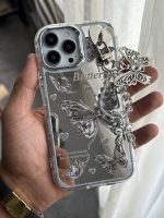 قاب موبایل ( آیفون - سامسونگ ) پروانه و قلب آیینه ای آویز دار