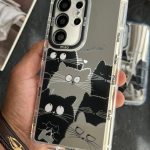 قاب موبایل سامسونگ گربه بلک اند وایت آیینه ای