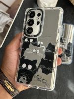 قاب موبایل سامسونگ گربه بلک اند وایت آیینه ای