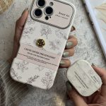 قاب موبایل آیفون گل طلایی انگلیسی الگانس محافظ لنزدار