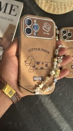 قاب موبایل ( آیفون ) کیوت پاپی خال خالی داکس هوند سوسیسی + بند