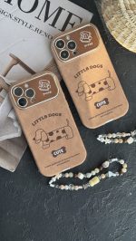 قاب موبایل ( آیفون ) کیوت پاپی خال خالی داکس هوند سوسیسی + بند - تصویر 3