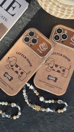 قاب موبایل ( آیفون ) کیوت پاپی خال خالی داکس هوند سوسیسی + بند - تصویر 2