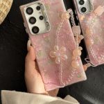 قاب موبایل ( سامسونگ ) گل لاله عباسی تولیپس صورتی + بندست