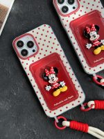 قاب موبایل آیفون میکی برجسته خال خالی جاکارتی بنددار - تصویر 2