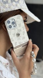 قاب موبایل آیفون کافی رز دورنگ + بندست