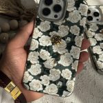 قاب موبایل آیفون گل رز مخمل سبز