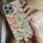 قاب موبایل ( آیفون _ سامسونگ ) گل آبرنگی ژله ای سه بعدی