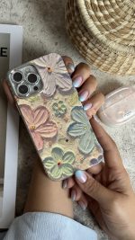 قاب موبایل ( آیفون _ سامسونگ ) گل آبرنگی ژله ای سه بعدی