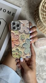 قاب موبایل ( آیفون _ سامسونگ ) گل آبرنگی ژله ای سه بعدی - تصویر 2