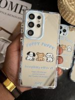 قاب موبایل سامسونگ سه سگ پاپی پاپی آیینه ای آبی