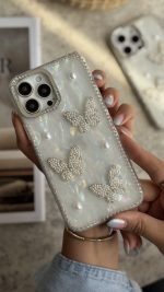 قاب موبایل آیفون سه پروانه دور نگین