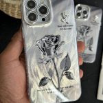 قاب موبایل آیفون گل رز سربی