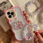 قاب موبایل آیفون پنجه گربه هلوگرامی + بند مچی ست - تصویر 2