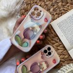 قاب موبایل آیفون خرگوش گل لاله ویولت هلوگرامی محافظ لنزدار