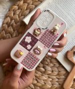 قاب موبایل شیائومی دختر و بیسکوئیت برجسته قهوه ای کرم محافظ لنزدار