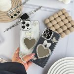 قاب شاینی قلب آینه ای با محافظ لنز رینگی نگینی (کدC1889)