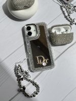 قاب Dior آینه ای دور نگین با آویز قلبی پاپیونی (کدC1989) - تصویر 5