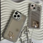 قاب Dior آینه ای دور نگین با آویز قلبی پاپیونی (کدC1989)