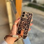 قاب پلنگی قهوه ای سالید با آویز آیفون سامسونگ شیائومی (کدC1925)