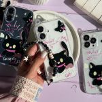 قاب گربه مشکی گوش دار با آویز (کدC2131)