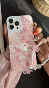 قاب موبایل آیفون کت گاردن گربه سفید صورتی ( بدون بند )