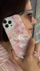 قاب موبایل آیفون کت گاردن گربه سفید صورتی ( بدون بند ) - تصویر 2