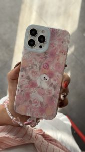 قاب موبایل آیفون کت گاردن گربه سفید صورتی ( بدون بند ) - تصویر 3