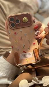 قاب موبایل آیفون گل دریایی جیر سنگشور قهوه ای + بند ست - تصویر 2