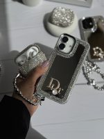 قاب Dior آینه ای دور نگین با آویز قلبی پاپیونی (کدC1989) - تصویر 2