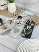 قاب شاینی قلب آینه ای با محافظ لنز رینگی نگینی (کدC1889) - تصویر 5