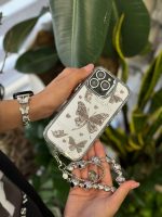 قاب پروانه آینه ای با آویز و محافظ لنز نگین دار (کدC1786) - تصویر 4