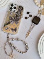 قاب پروانه آینه ای با آویز و محافظ لنز نگین دار (کدC1786) - تصویر 3