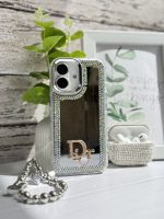 قاب Dior آینه ای دور نگین با آویز قلبی پاپیونی (کدC1989) - تصویر 6