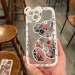 قاب خرس گلدار سفید با ایرپاد ست (کدc1020)