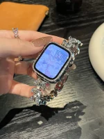 بند اپل واچ Diamond leaf bracelet با گارد نگینی (کدw5072) - تصویر 3