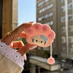 ایرپاد سیلیکونی کیتی پنجه صورتی با آویز (کدa0292)